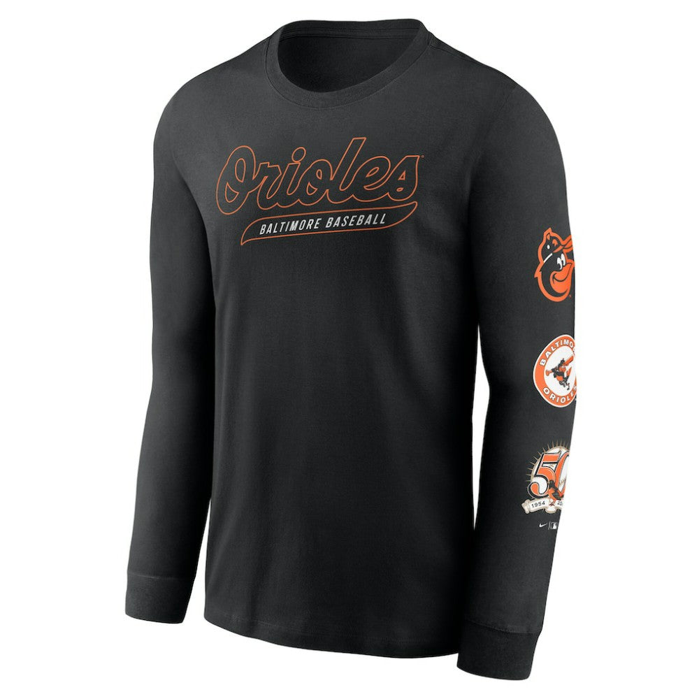 Baltimore Orioles Cooperstown Collection Knockout Long Sleeve T-Shirt Black | Nike