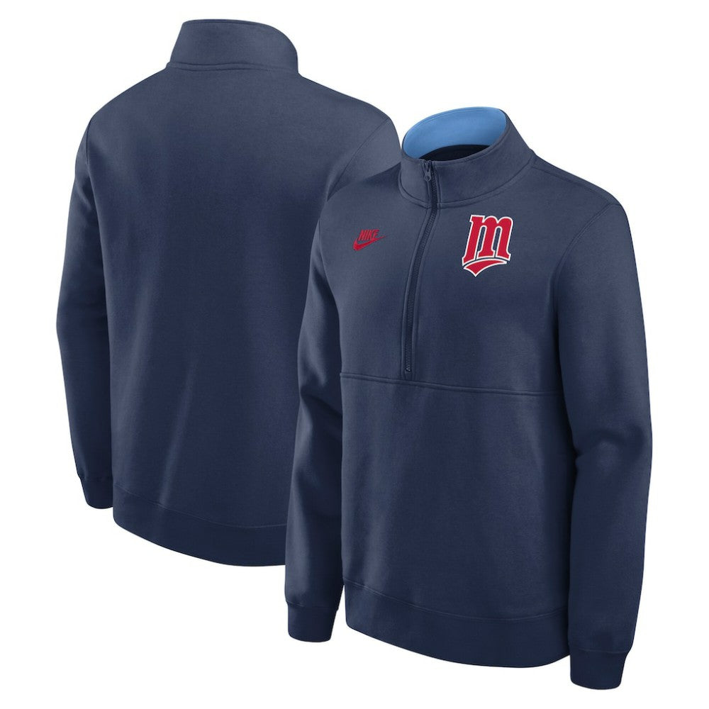 Minnesota Twins Cooperstown Collection Fleece Half-Zip Pullover Navy | Nike