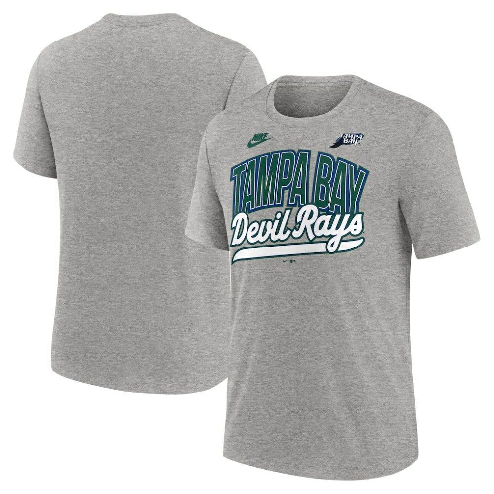 Tampa Bay Rays Cooperstown Collection Retro Tri-Blend T-Shirt Heather Gray | Nike