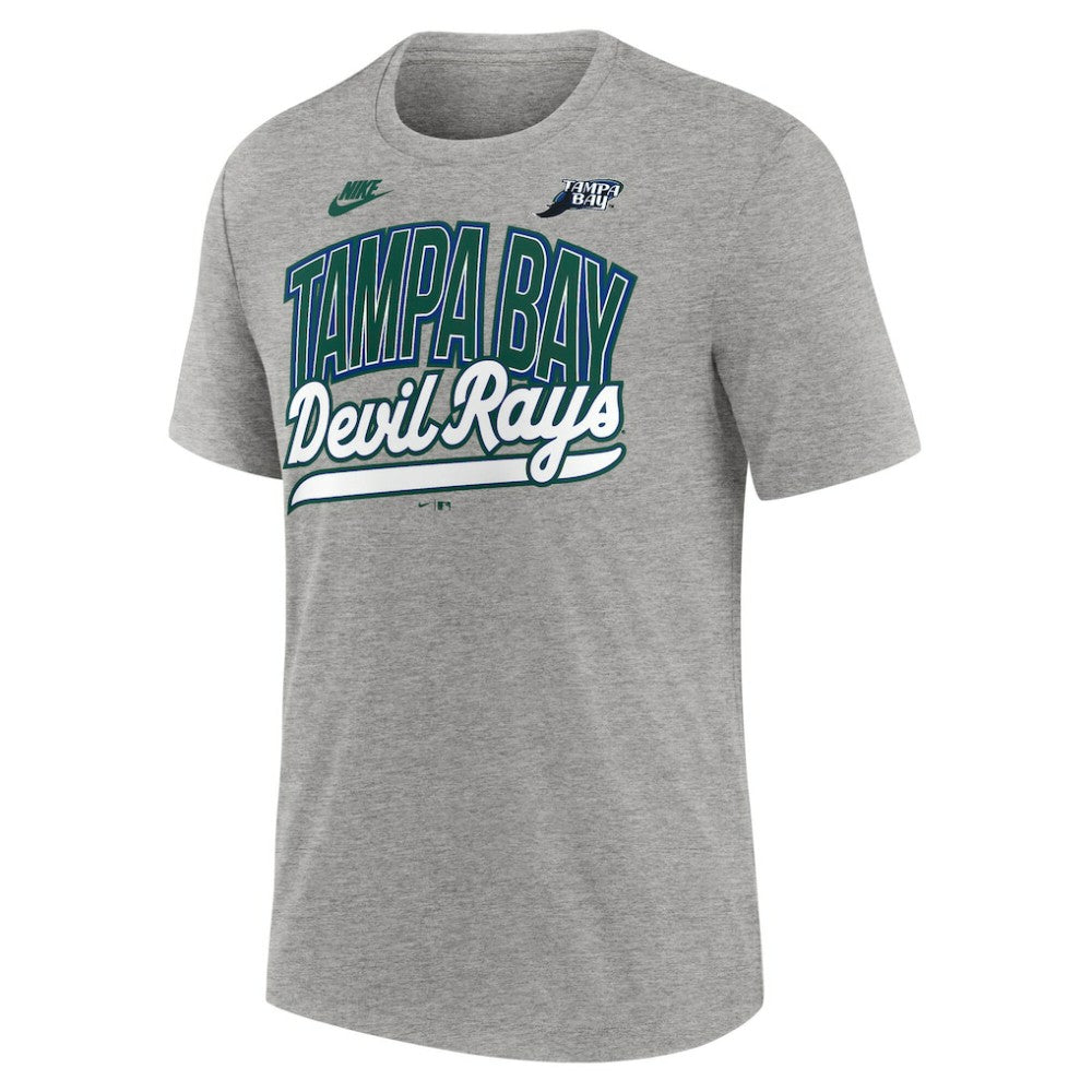 Tampa Bay Rays Cooperstown Collection Retro Tri-Blend T-Shirt Heather Gray | Nike