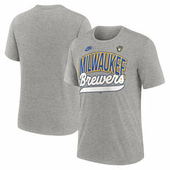 Milwaukee Brewers Cooperstown Collection Retro Tri-Blend T-Shirt Heather Gray | Nike