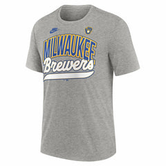 Milwaukee Brewers Cooperstown Collection Retro Tri-Blend T-Shirt Heather Gray | Nike