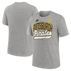 Pittsburgh Pirates Cooperstown Collection Retro Tri-Blend T-Shirt Heather Gray | Nike