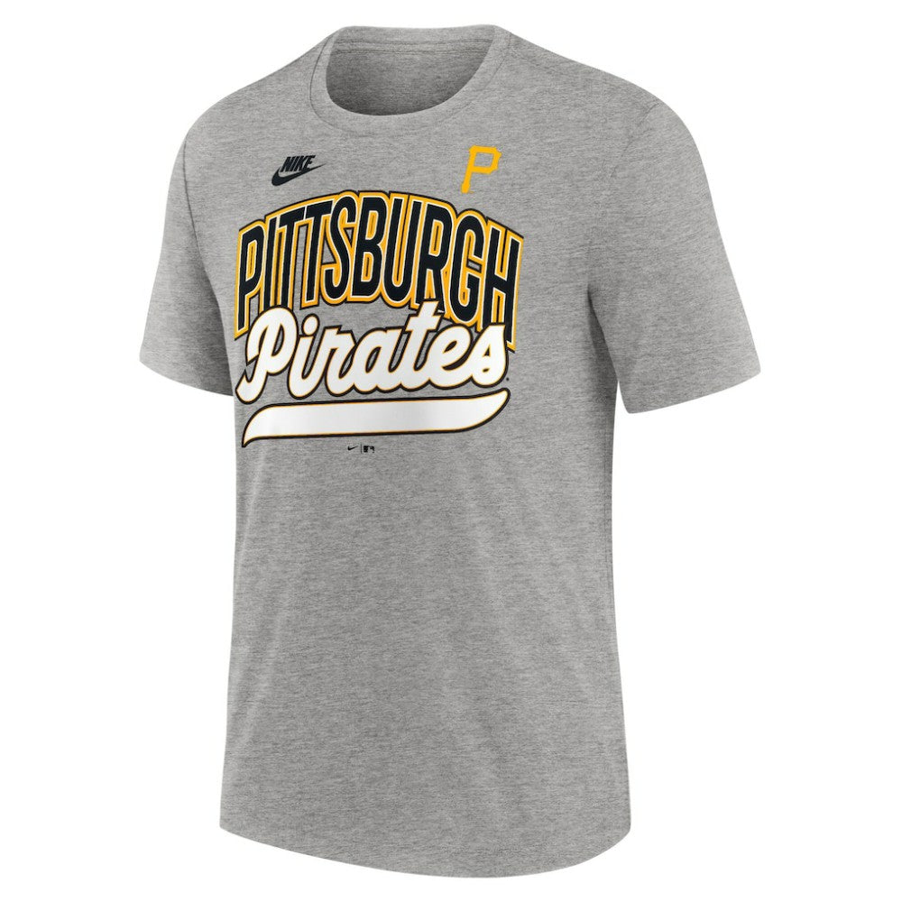 Pittsburgh Pirates Cooperstown Collection Retro Tri-Blend T-Shirt Heather Gray | Nike