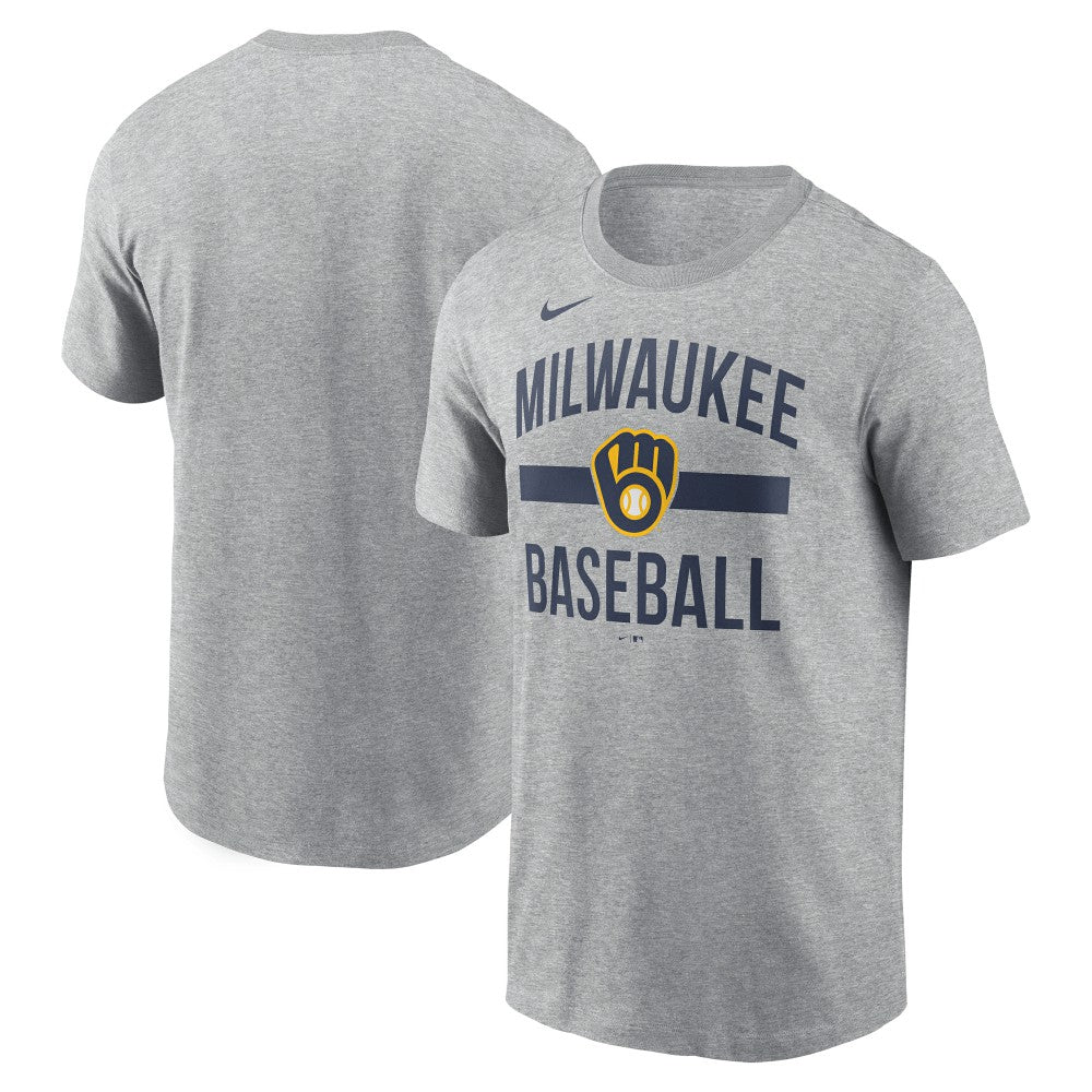 Milwaukee Brewers  Arched T-Shirt Heather Gray | Nike