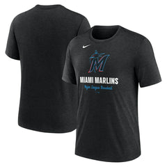 Miami Marlins Logo Tri-Blend T-Shirt Heather Black | Nike