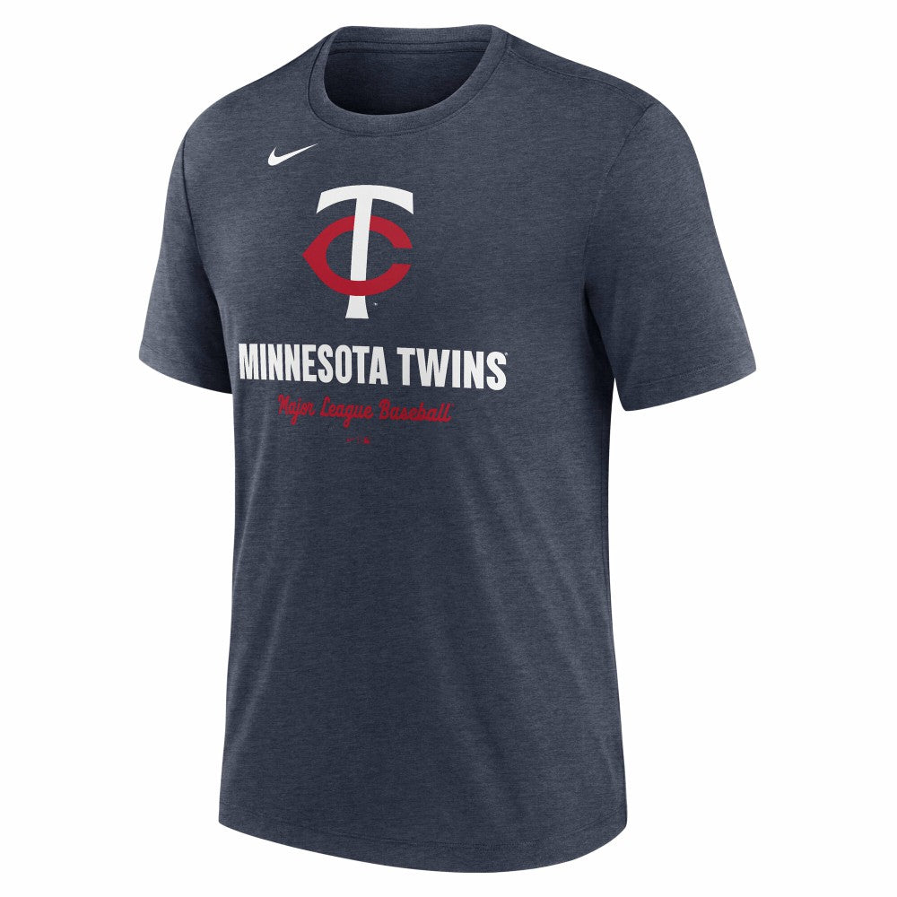 Minnesota Twins Logo Tri-Blend T-Shirt Heather Navy | Nike