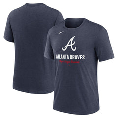 Atlanta Braves Logo Tri-Blend T-Shirt Heather Navy | Nike