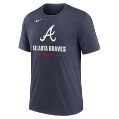 Atlanta Braves Logo Tri-Blend T-Shirt Heather Navy | Nike