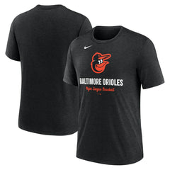 Baltimore Orioles Logo Tri-Blend T-Shirt Heather Black | Nike