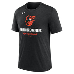 Baltimore Orioles Logo Tri-Blend T-Shirt Heather Black | Nike