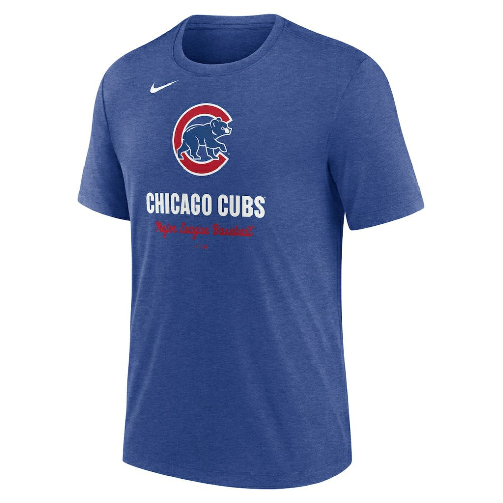 Chicago Cubs Logo Tri-Blend T-Shirt Heather Royal | Nike