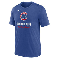 Chicago Cubs Logo Tri-Blend T-Shirt Heather Royal | Nike