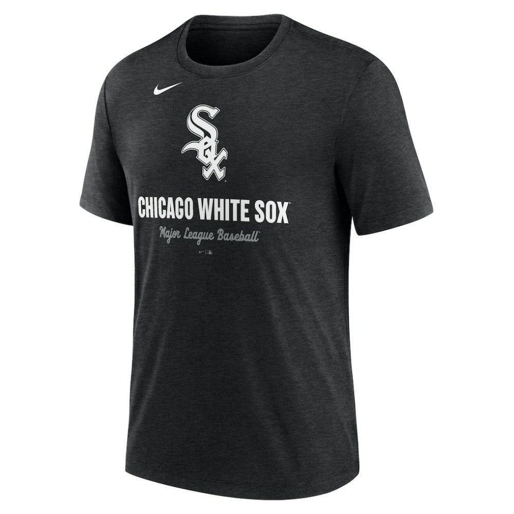 Chicago White Sox Logo Tri-Blend T-Shirt Heather Black | Nike