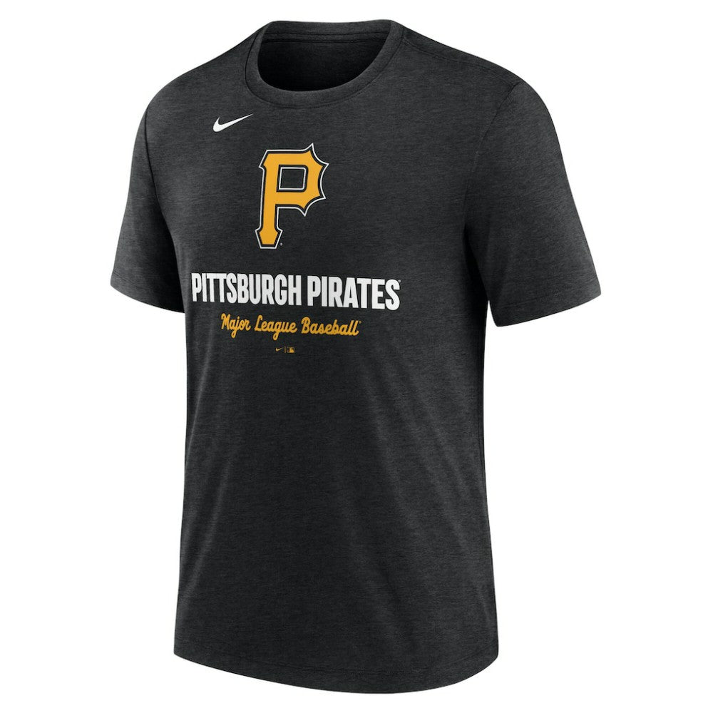 Pittsburgh Pirates Logo Tri-Blend T-Shirt Heather Black | Nike