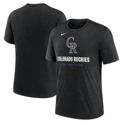 Colorado Rockies Logo Tri-Blend T-Shirt Heather Black | Nike