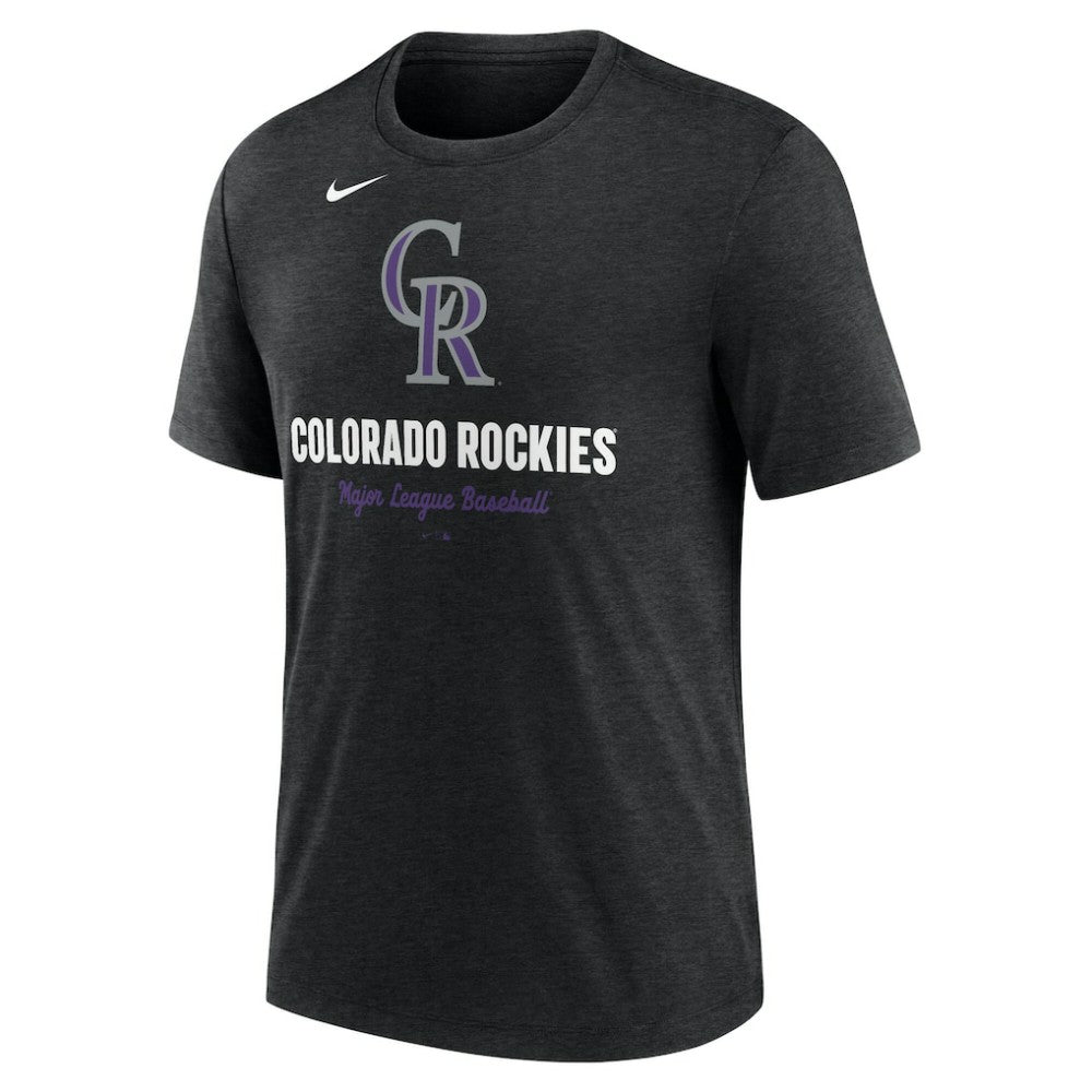 Colorado Rockies Logo Tri-Blend T-Shirt Heather Black | Nike