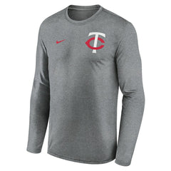 Minnesota Twins 2-Hit Legend Dri-FIT Long Sleeve T-Shirt Heather Charcoal | Nike
