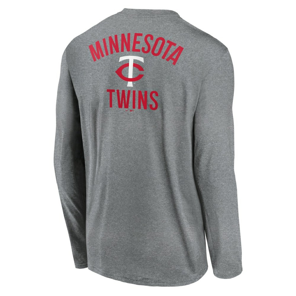 Minnesota Twins 2-Hit Legend Dri-FIT Long Sleeve T-Shirt Heather Charcoal | Nike