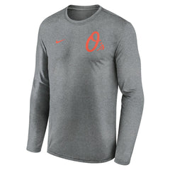 Baltimore Orioles 2-Hit Legend Dri-FIT Long Sleeve T-Shirt Heather Charcoal | Nike