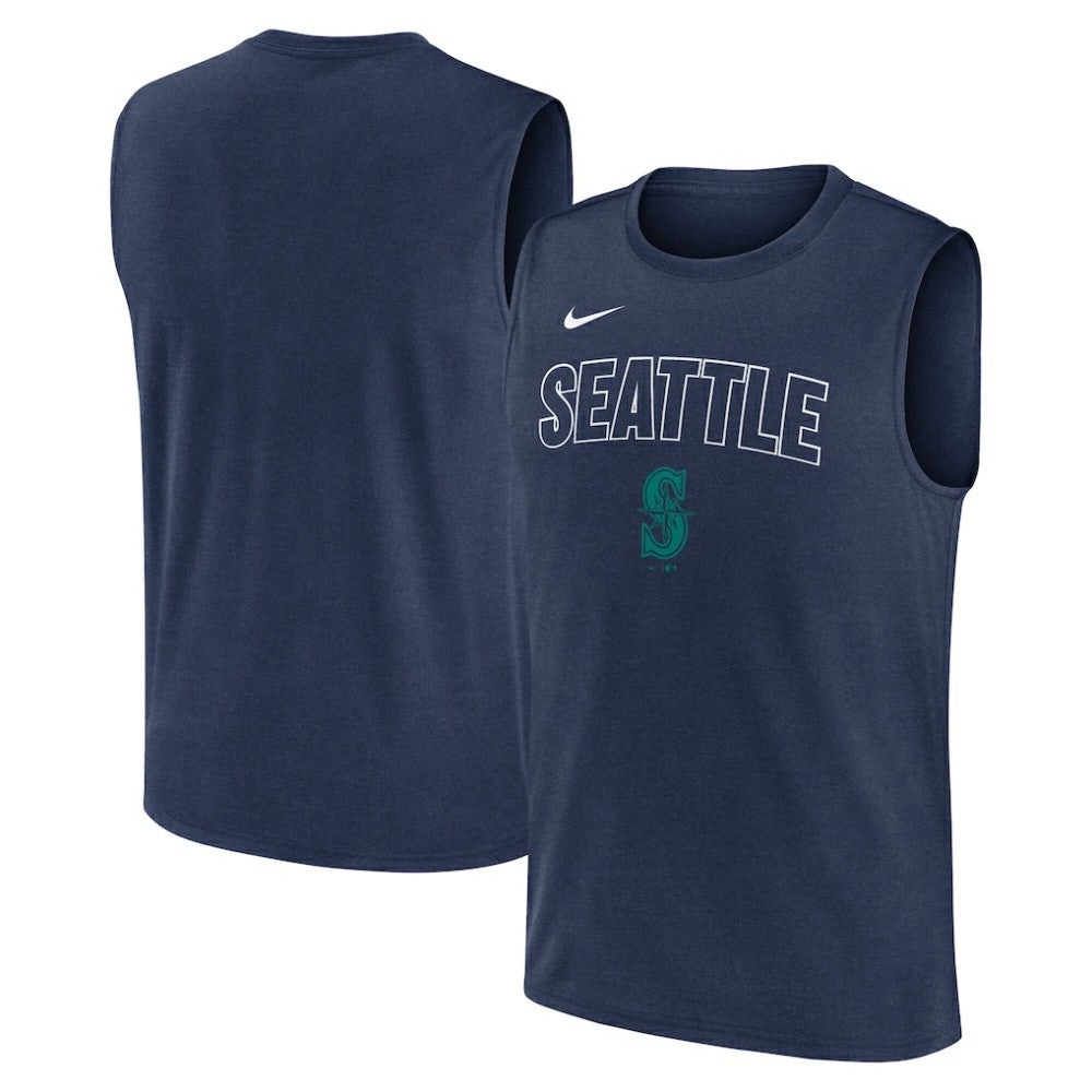 Seattle Mariners Knockout Dri-FIT Muscle Tank Top Navy | Nike