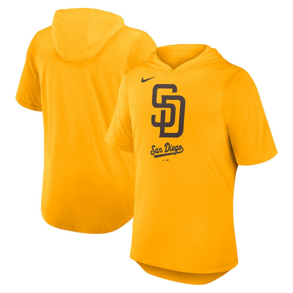 San Diego Padres Tri-Blend Hoodie T-Shirt Gold | Nike