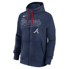 Atlanta Braves Knockout Script Full-Zip Hoodie Navy | Nike