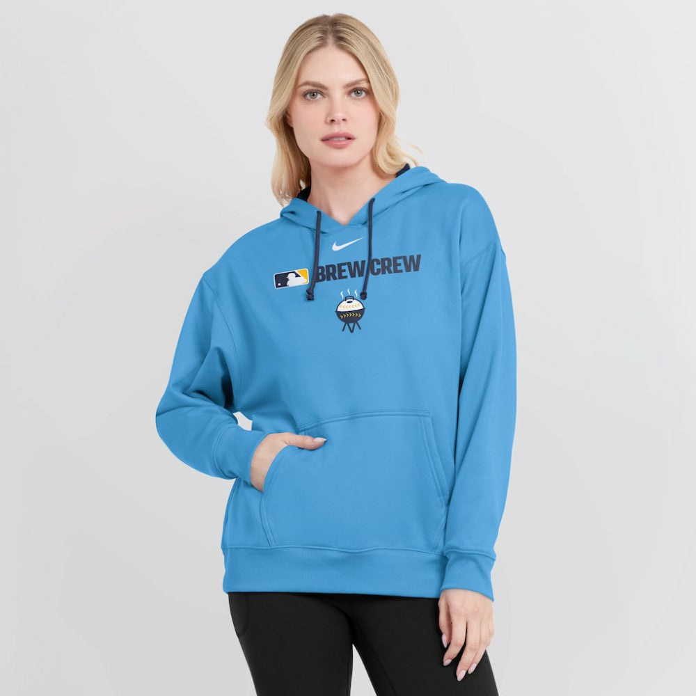 Milwaukee Brewers Women's City Connect Authentic Collection Therma-FIT Hoodie Powder Blue | Nike