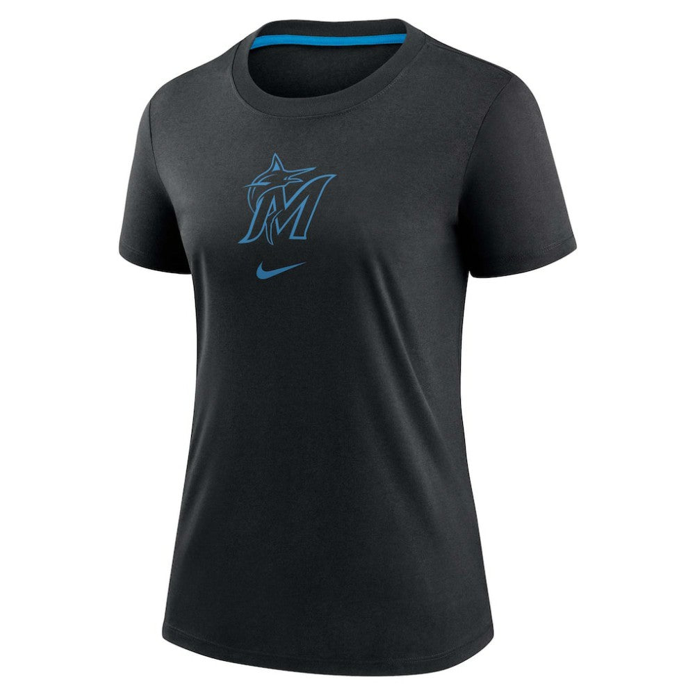Miami Marlins Women's Authentic Collection Early Work Tri-Blend T-Shirt Black | Nike