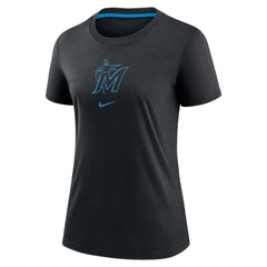 Miami Marlins Women's Authentic Collection Early Work Tri-Blend T-Shirt Black | Nike