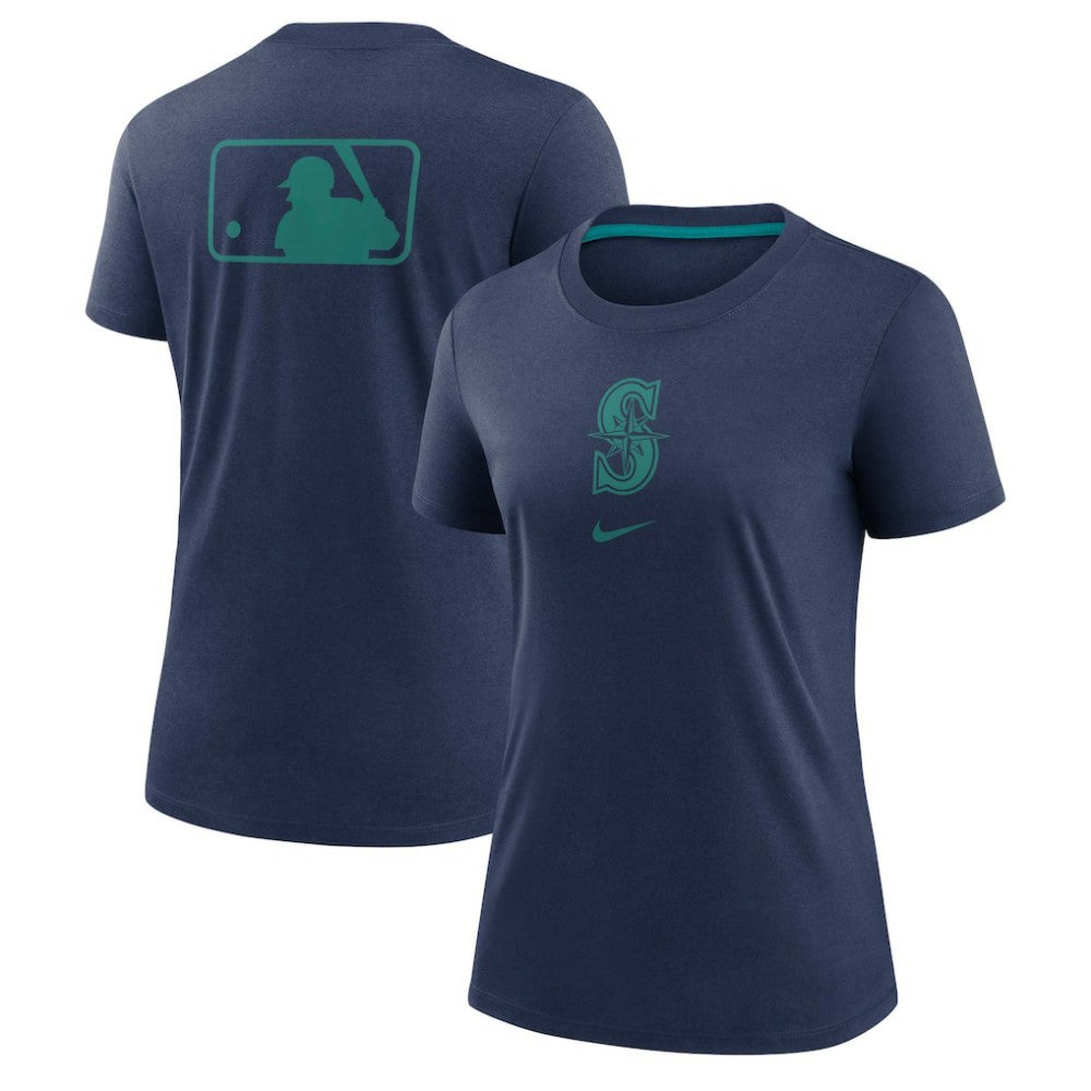 Seattle Mariners Women's Authentic Collection Early Work Tri-Blend T-Shirt Navy | Nike