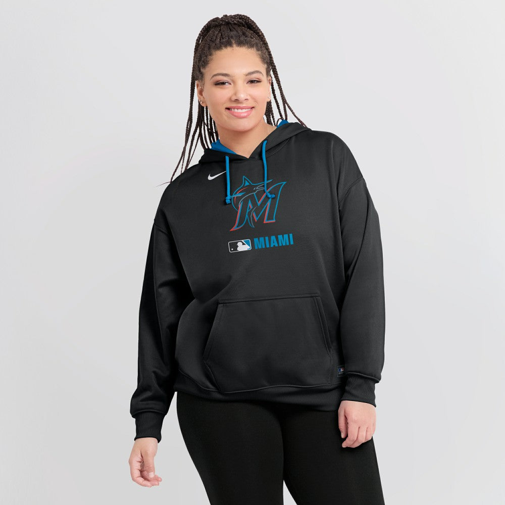 Miami Marlins Women's Authentic Collection Therma-FIT Hoodie Black | Nike