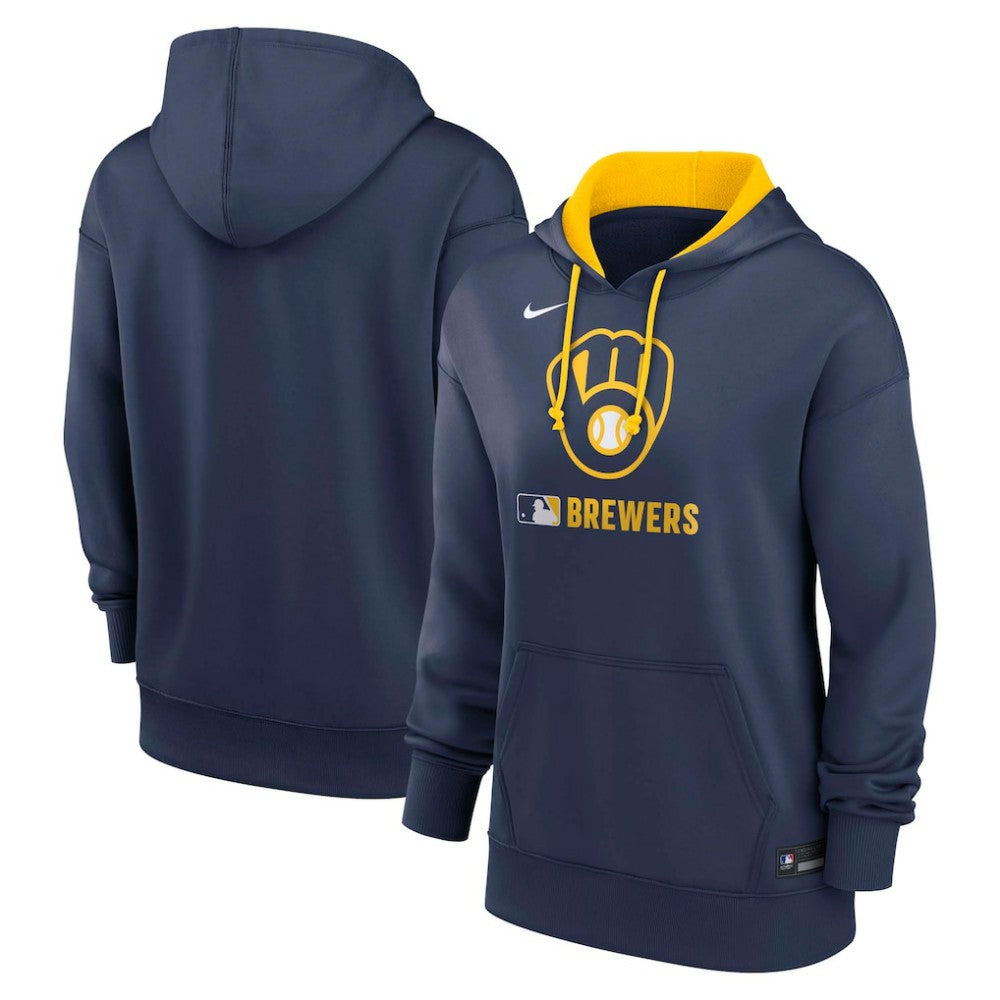 Milwaukee Brewers Women's Authentic Collection Therma-FIT Hoodie Navy | Nike
