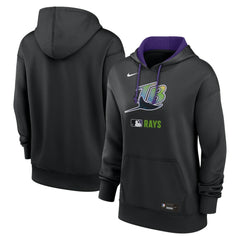 Tampa Bay Rays Women's Authentic Collection Lockup Alternate Logo Therma Hoodie Black | Nike