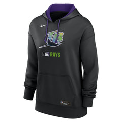 Tampa Bay Rays Women's Authentic Collection Lockup Alternate Logo Therma Hoodie Black | Nike
