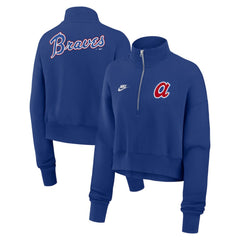Atlanta Braves Women's Cooperstown Collection Phoenix Fleece Half-Zip Sweatshirt Royal | Nike