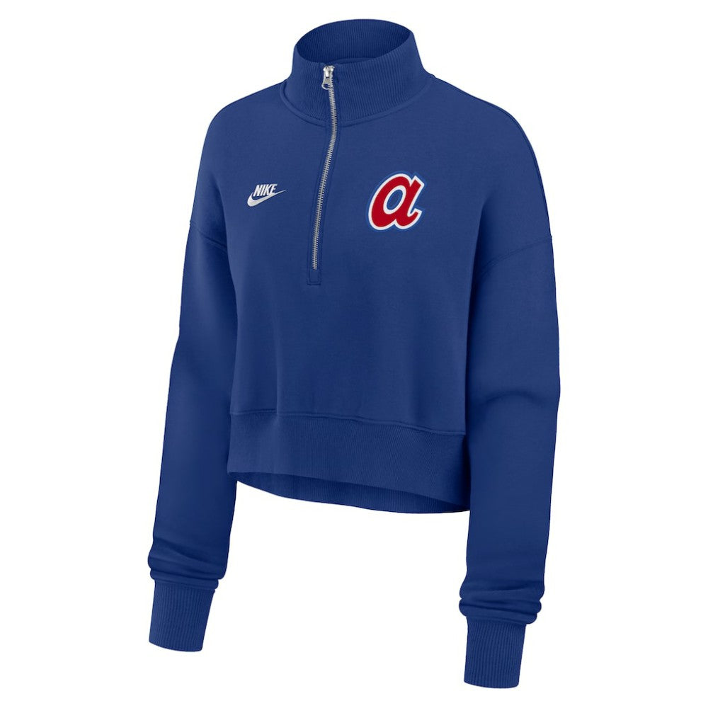 Atlanta Braves Women's Cooperstown Collection Phoenix Fleece Half-Zip Sweatshirt Royal | Nike