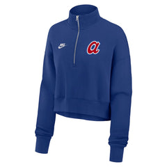 Atlanta Braves Women's Cooperstown Collection Phoenix Fleece Half-Zip Sweatshirt Royal | Nike