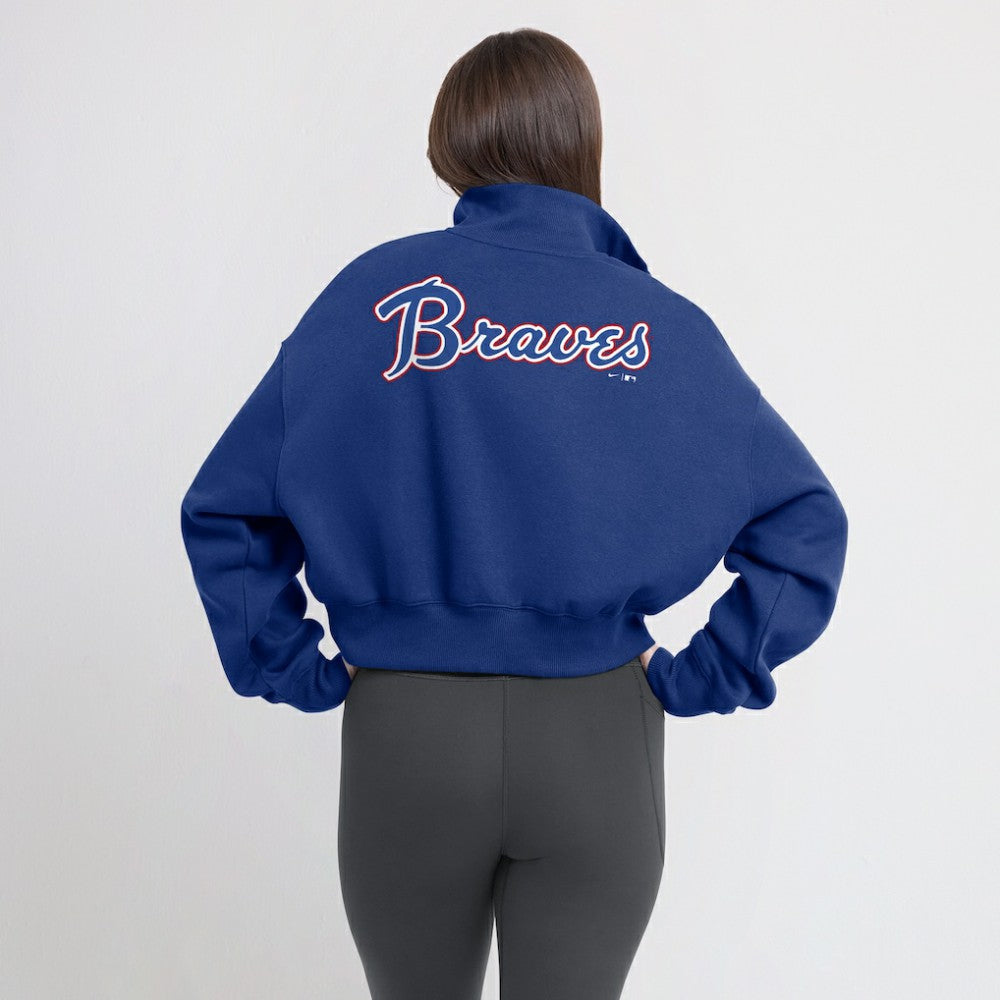 Atlanta Braves Women's Cooperstown Collection Phoenix Fleece Half-Zip Sweatshirt Royal | Nike