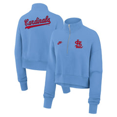 St. Louis Cardinals Women's Cooperstown Collection Phoenix Fleece Half-Zip Sweatshirt Light Blue | Nike