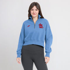 St. Louis Cardinals Women's Cooperstown Collection Phoenix Fleece Half-Zip Sweatshirt Light Blue | Nike