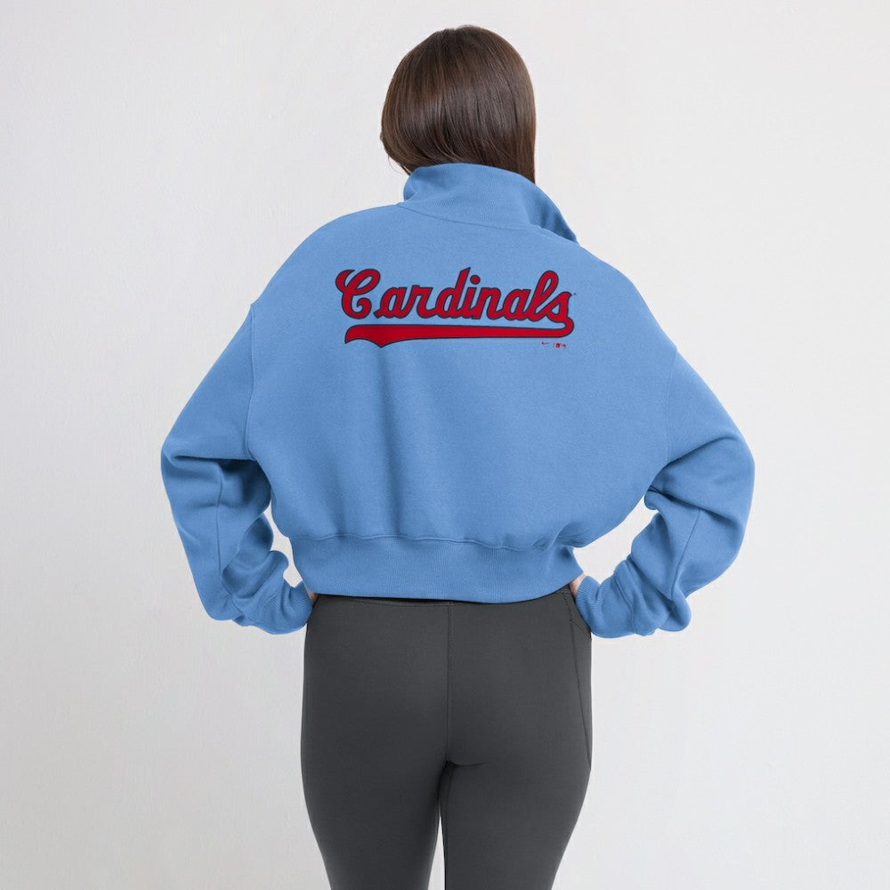 St. Louis Cardinals Women's Cooperstown Collection Phoenix Fleece Half-Zip Sweatshirt Light Blue | Nike