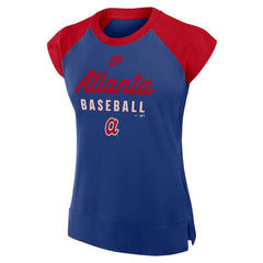 Atlanta Braves Women's Cooperstown Collection Raglan Dri-FIT T-Shirt Navy/Red | Nike