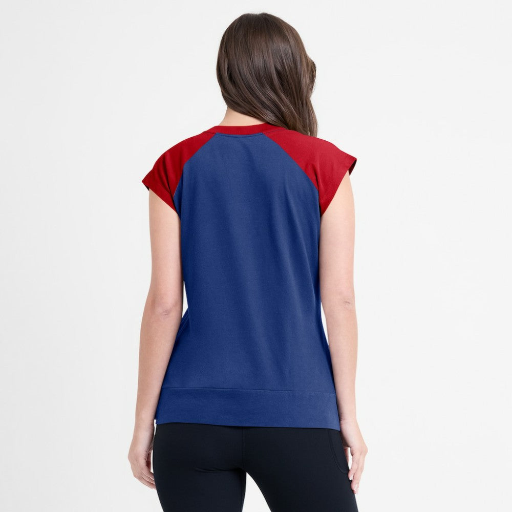 Atlanta Braves Women's Cooperstown Collection Raglan Dri-FIT T-Shirt Navy/Red | Nike
