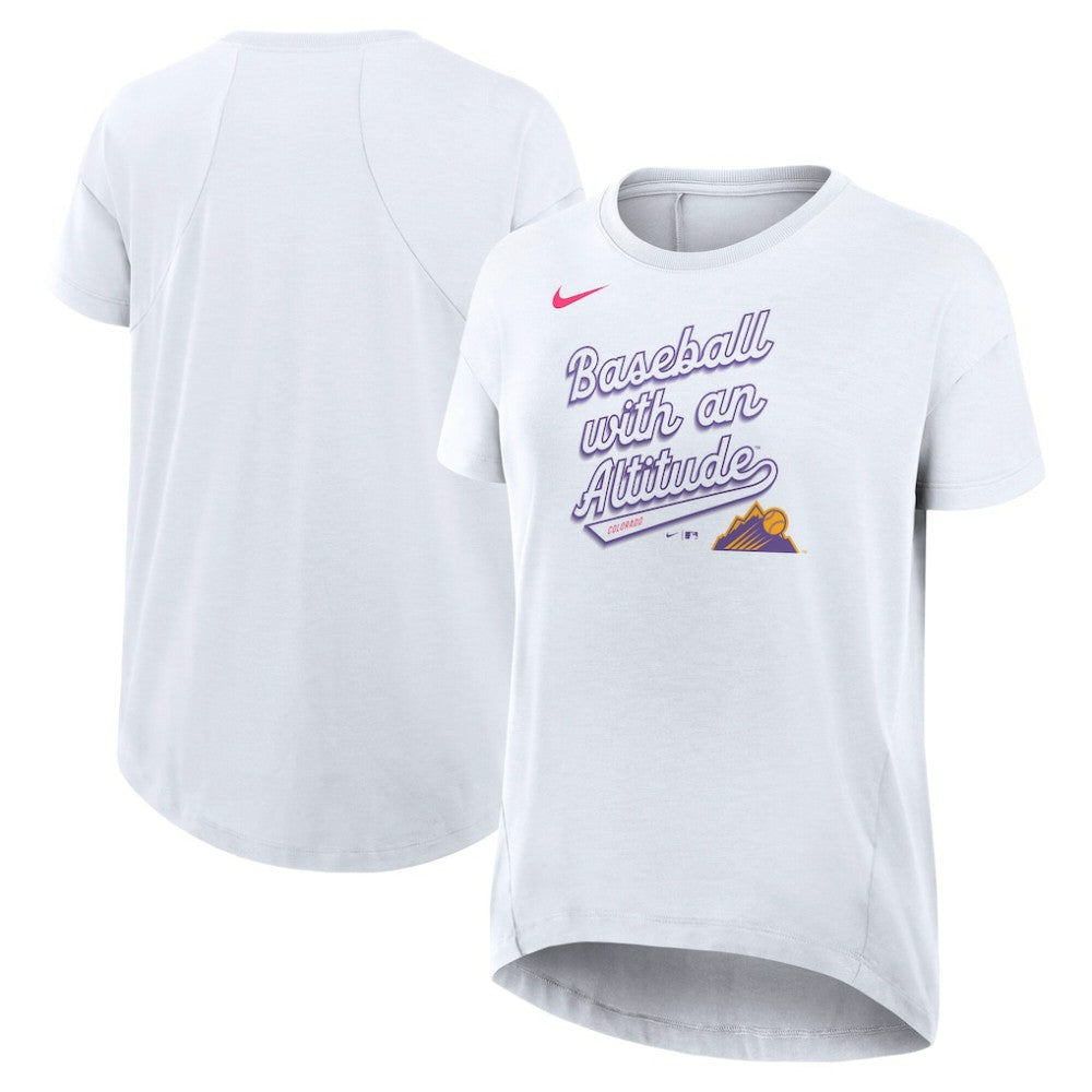 Colorado Rockies Women's 2025 City Connect Flowy Fashion Tri-Blend Dri-FIT T-Shirt White | Nike