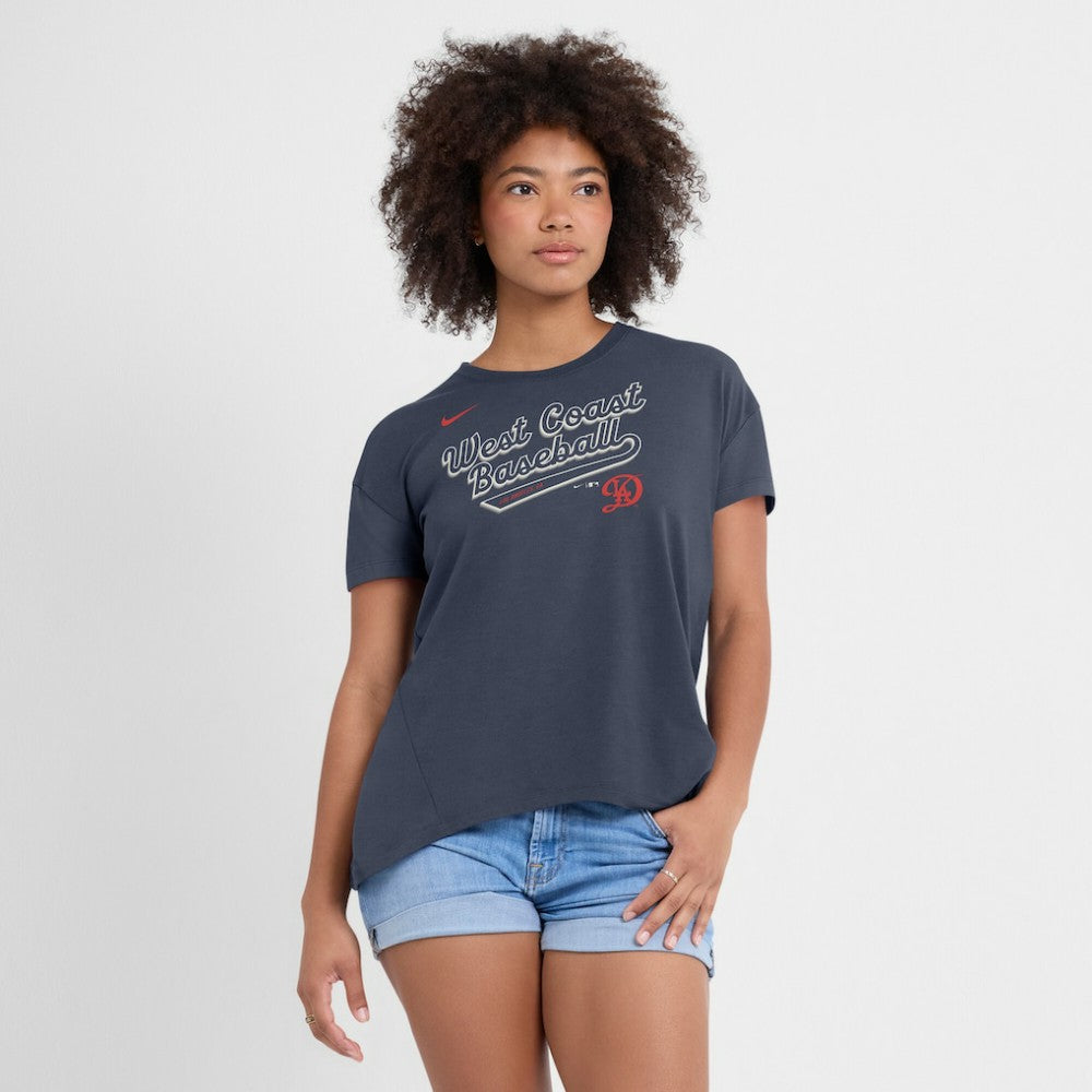 Los Angeles Dodgers Women's 2025 City Connect Flowy Fashion Tri-Blend Dri-FIT T-Shirt Charcoal | Nike