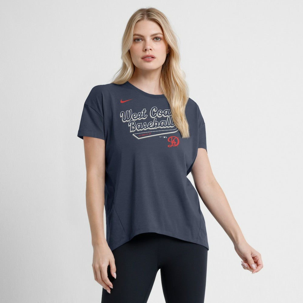 Los Angeles Dodgers Women's 2025 City Connect Flowy Fashion Tri-Blend Dri-FIT T-Shirt Charcoal | Nike