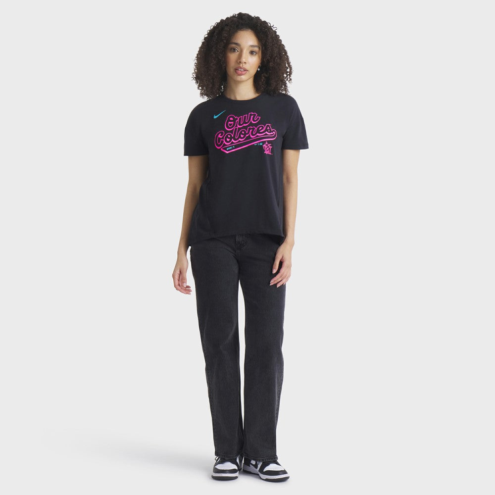 Miami Marlins Women's 2025 City Connect Flowy Fashion Tri-Blend Dri-FIT T-Shirt Black | Nike