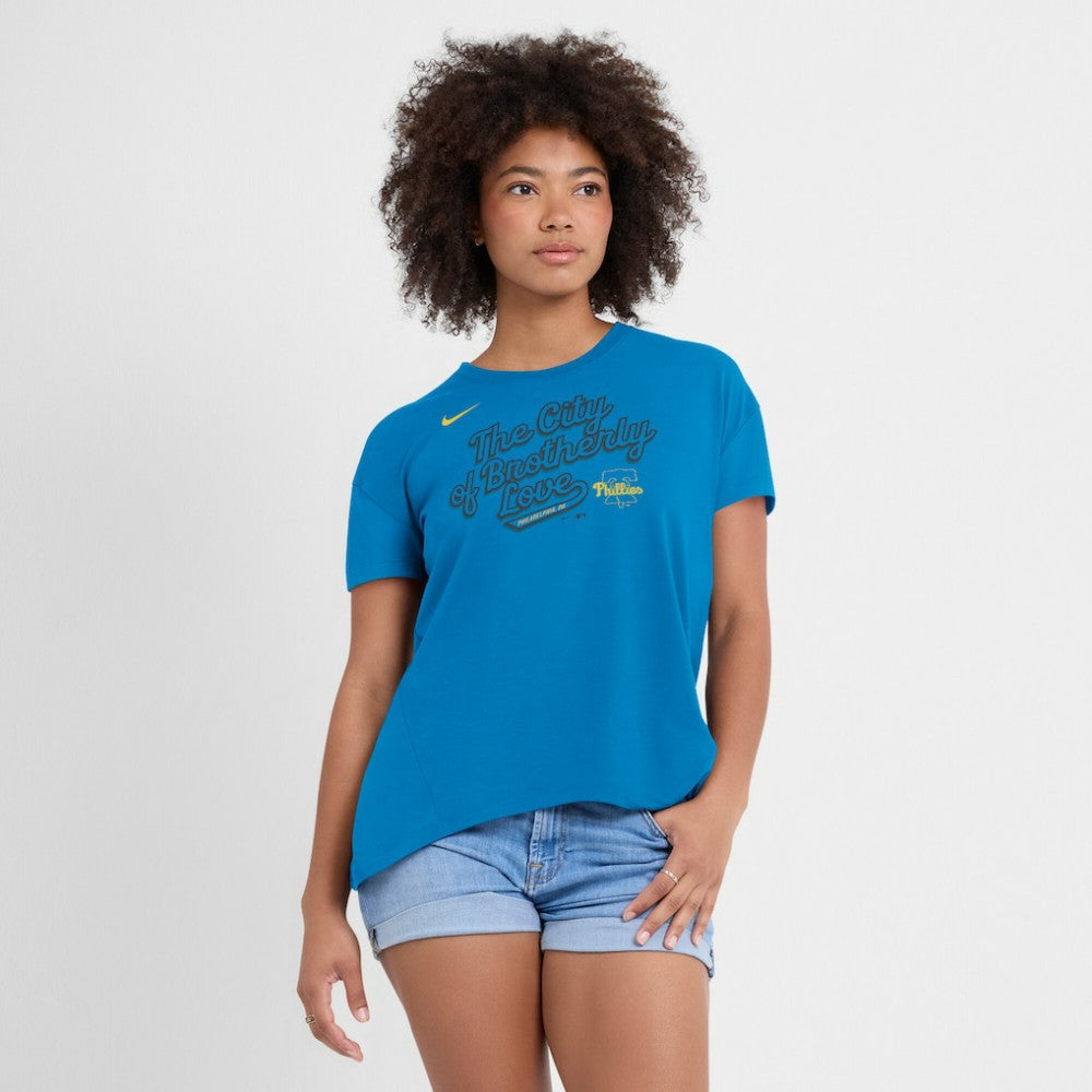 Philadelphia Phillies Women's 2025 City Connect Flowy Fashion Tri-Blend Dri-FIT T-Shirt Blue | Nike