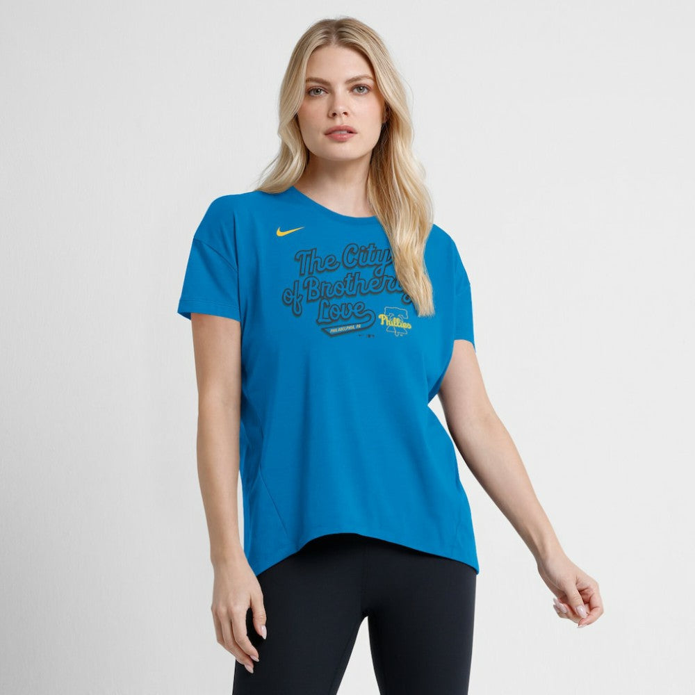 Philadelphia Phillies Women's 2025 City Connect Flowy Fashion Tri-Blend Dri-FIT T-Shirt Blue | Nike